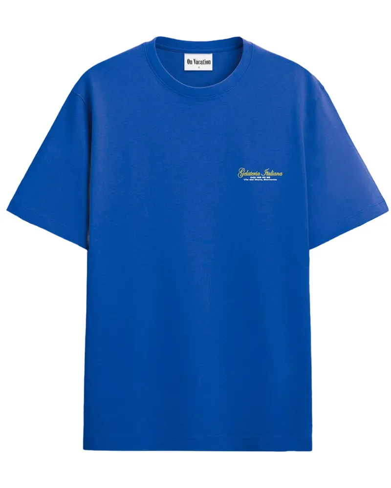 On Vacation T-Shirt aus Bio-Baumwolle mit beidseitigem Print in Königsblau