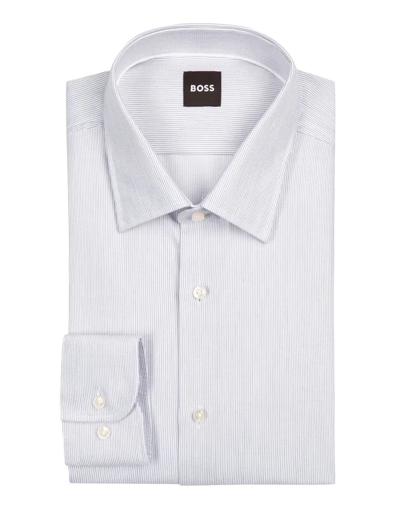 HUGO BOSS Blickdichtes Hemd mit dezenten Streifen, Slim Fit in Grau