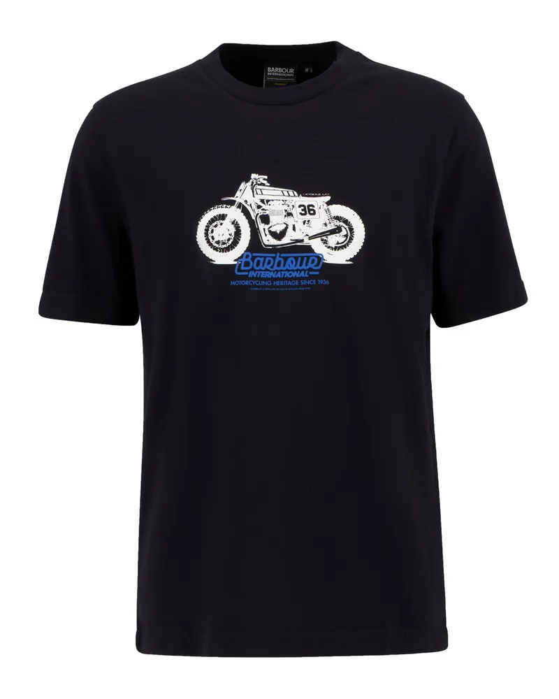 Barbour T-Shirt Cruise mit  Six Day Trials-Motiv in Schwarz