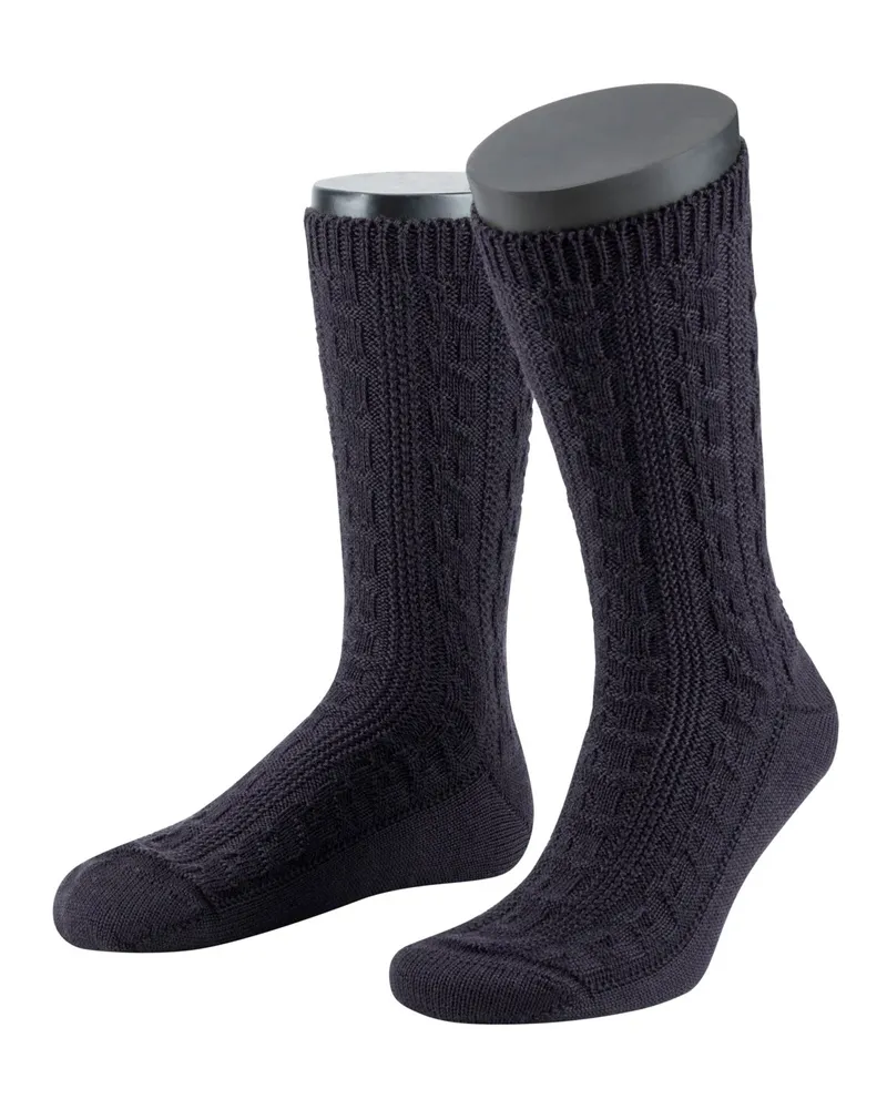 Lusana Trachtensocken mit Zopfmuster in Marine