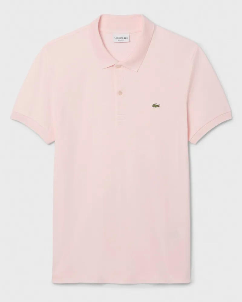 Lacoste Glattes Poloshirt mit Krokodil-Aufnäher, Regular Fit in Rosenrot
