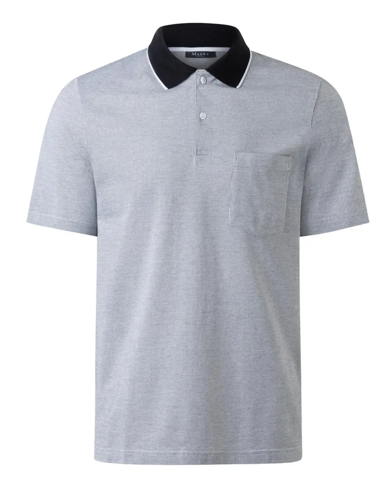 Maerz Softes Piqué-Poloshirt aus mercerisierter Baumwolle mit Kontrastkragen in Marine