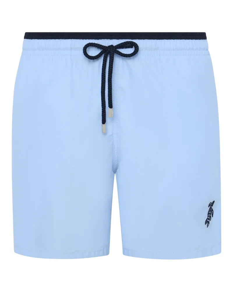 Vilebrequin Bicolor Badeshorts mit Turtle-Stickerei in Hellblau