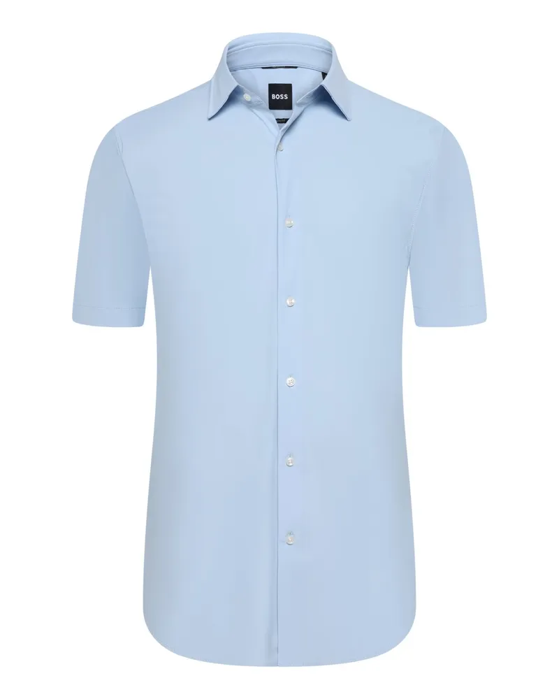 HUGO BOSS Kurzarmhemd in Stretch-Qualität, Slim-Fit in Blau