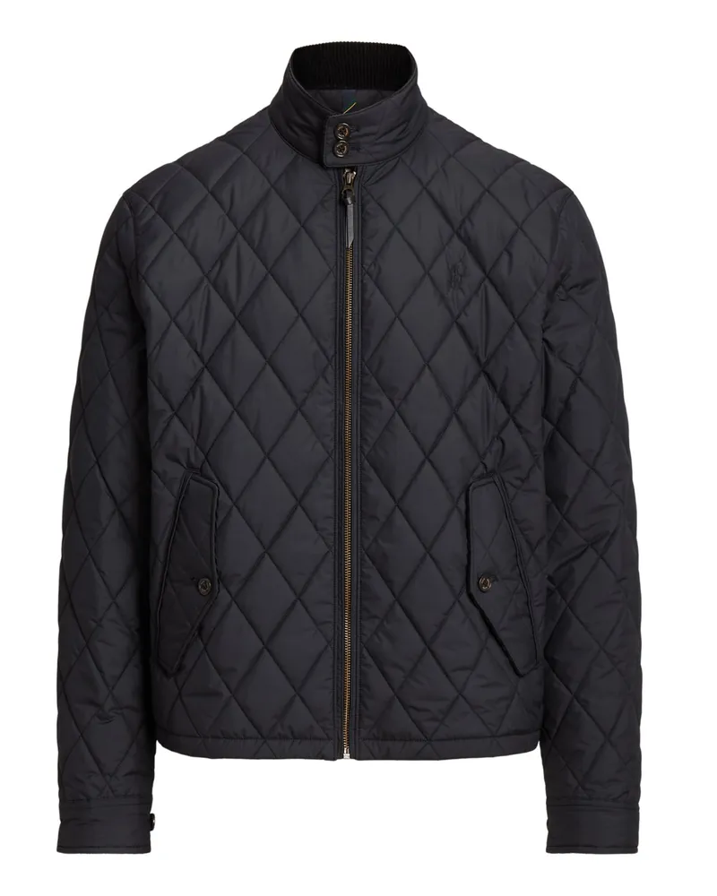 Ralph Lauren Leichte Steppjacke mit Stehkragen und Logo-Aufnäher, Regular Fit in Schwarz