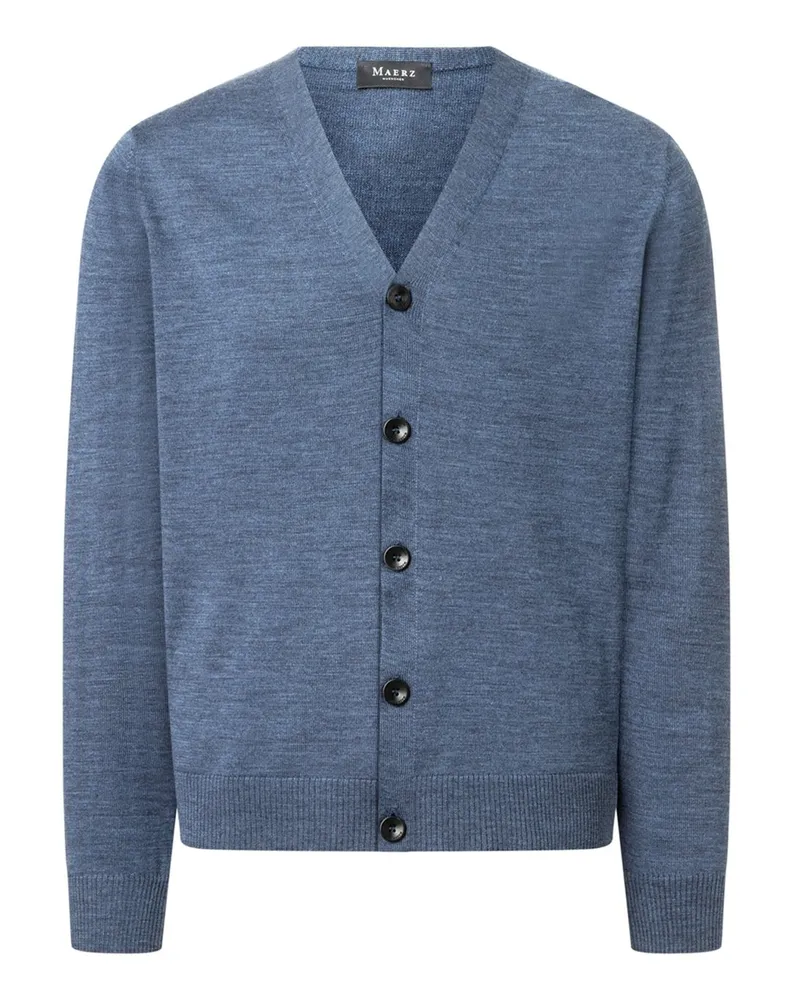 Maerz Leichte Strickjacke aus Superwash-Merinowolle mit V-Neck, Regular in Blau