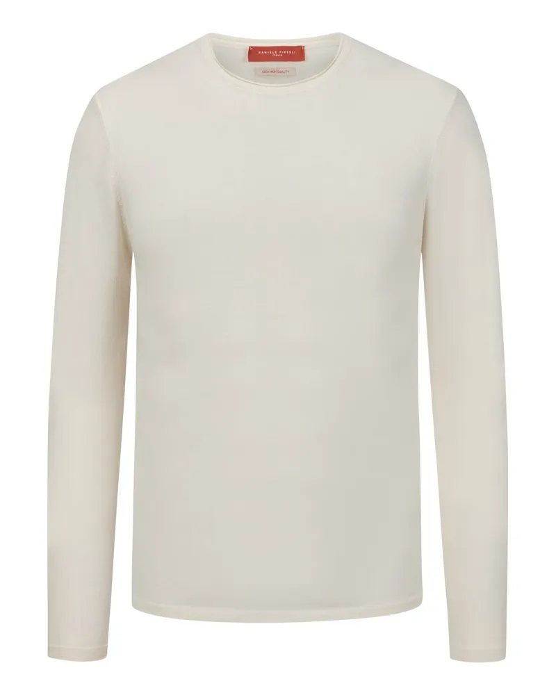 Daniele Fiesoli Softer Rundhalspullover aus ägyptischer Baumwolle in Weiß