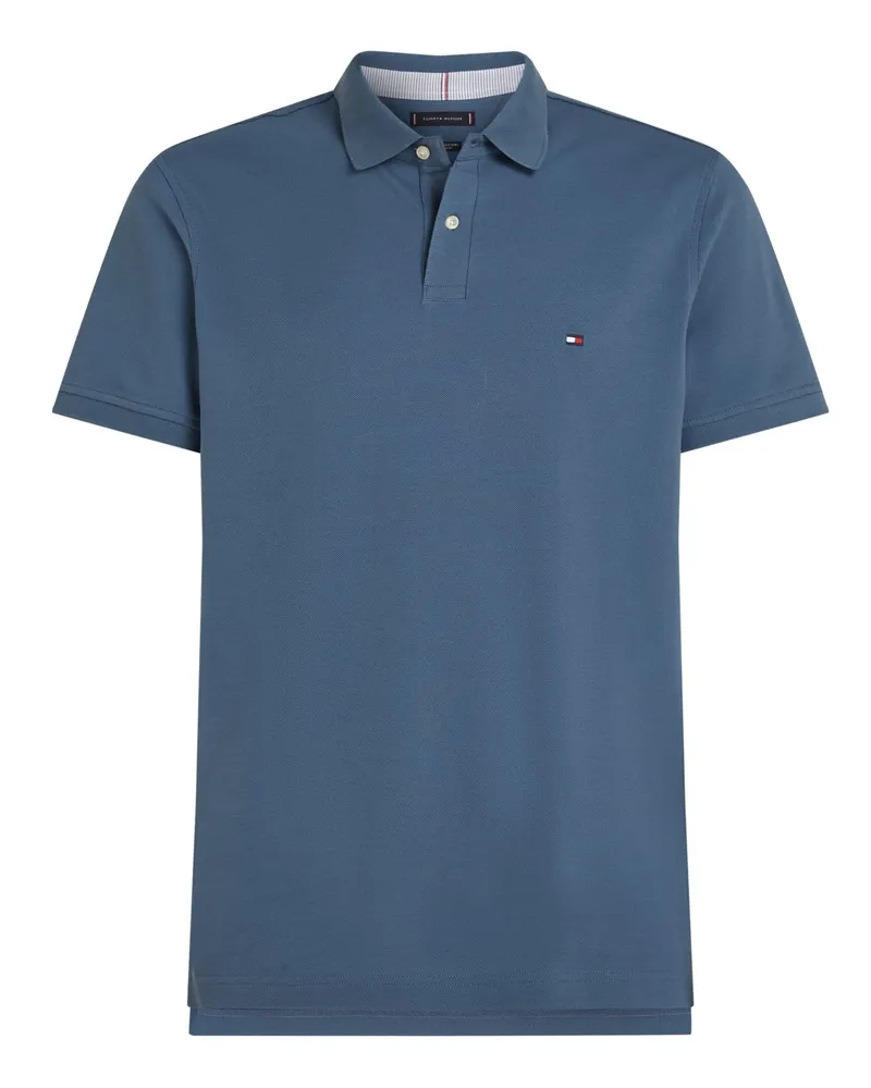 Tommy Hilfiger Piqué-Poloshirt 1985 Regular Fit mit Stretch und Flag-Stickerei in Denim