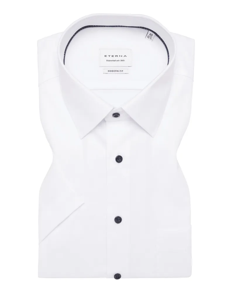 Eterna Bügelfreies Kurzarmhemd in Twill-Qualität, Modern Fit in Weiß
