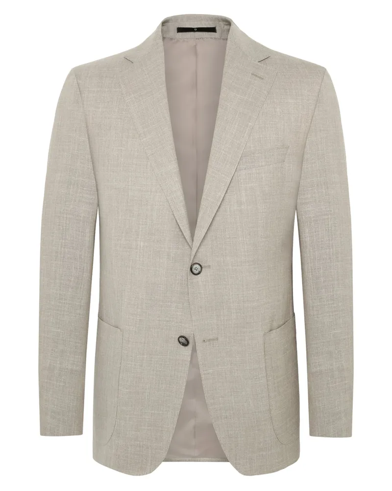 Dressler Teilweise gefütterter Blazer aus Seiden-Woll-Mischgewebe mit fallendem Revers, normale Passform in Beige