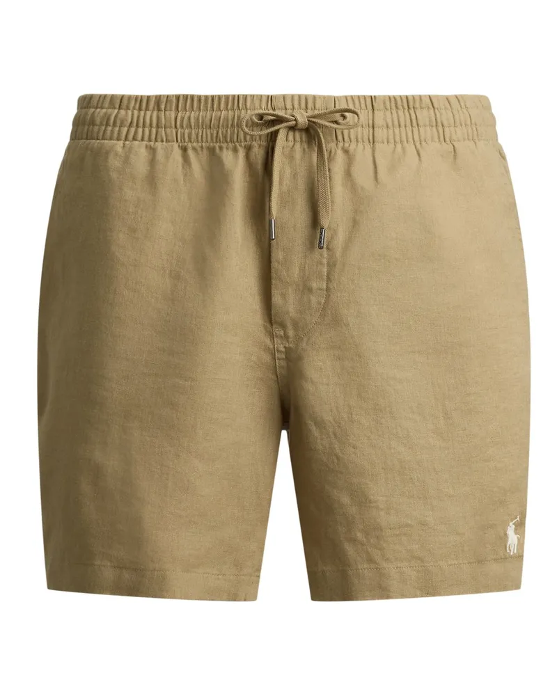 Ralph Lauren Softe Leinenbermudas mit kleiner Pony-Stickerei, Classic Fit in Beige