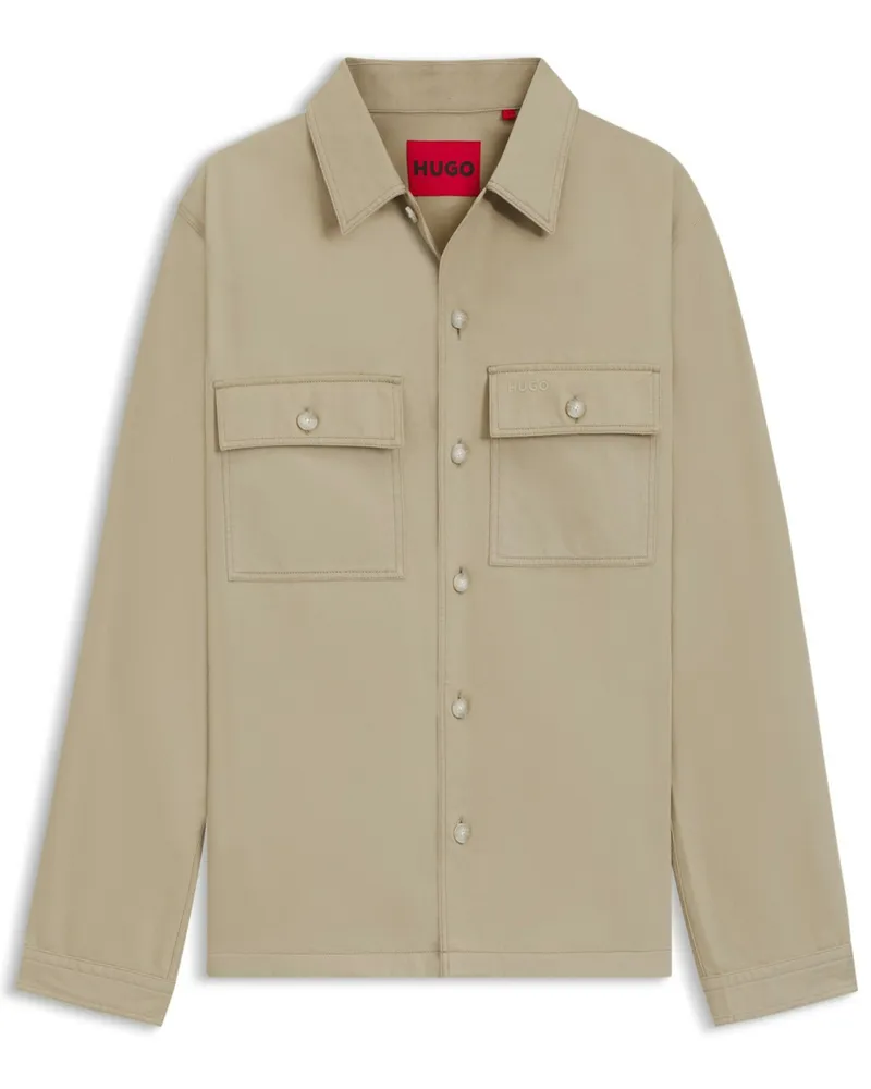 HUGO BOSS Overshirt aus softem Baumwoll-Canvas in Beige