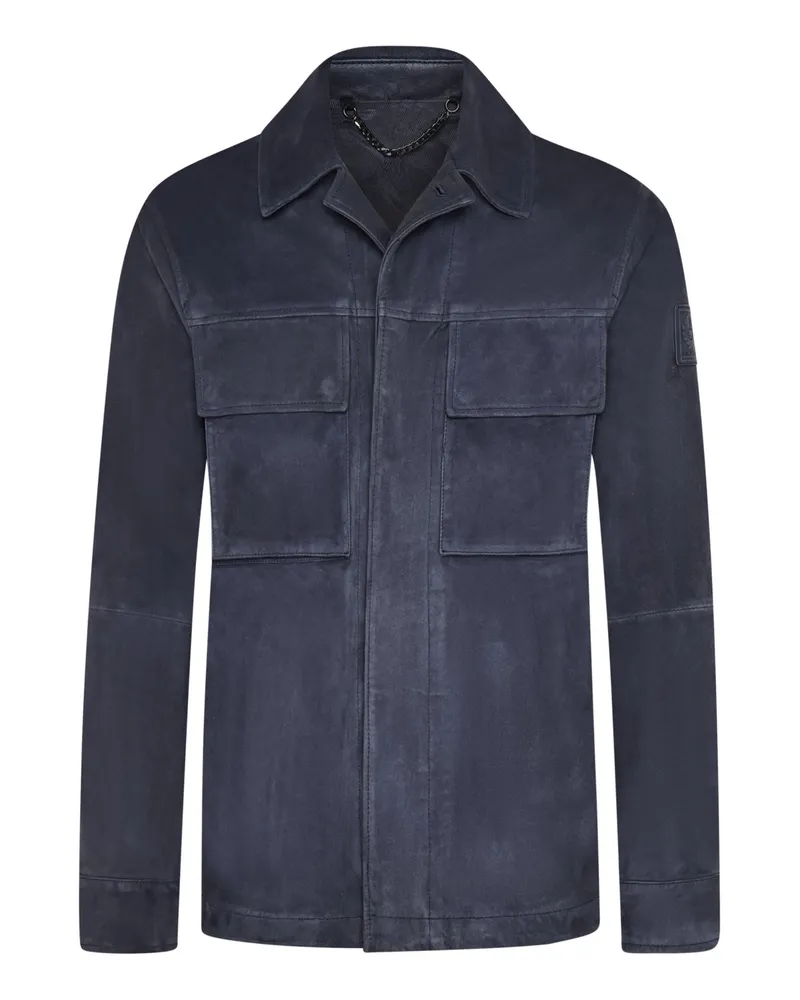 Belstaff Overshirt aus aus weichem Ziegenveloursleder in Marine