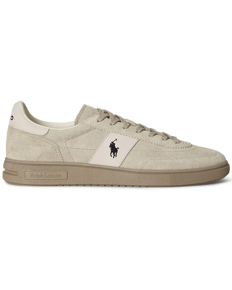 Ralph Lauren Sneaker Bedford aus Veloursleder mit Logo-Aufnäher in Beige