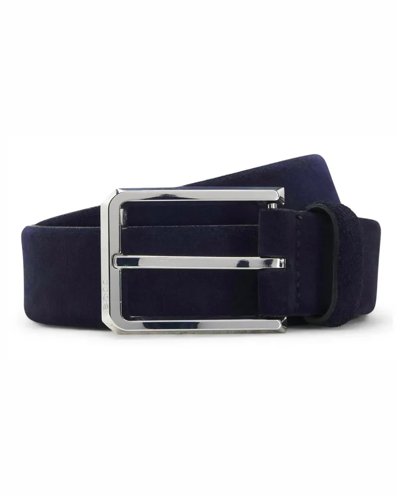 HUGO BOSS Gürtel aus Veloursleder mit polierter Metallschließe in Schwarz