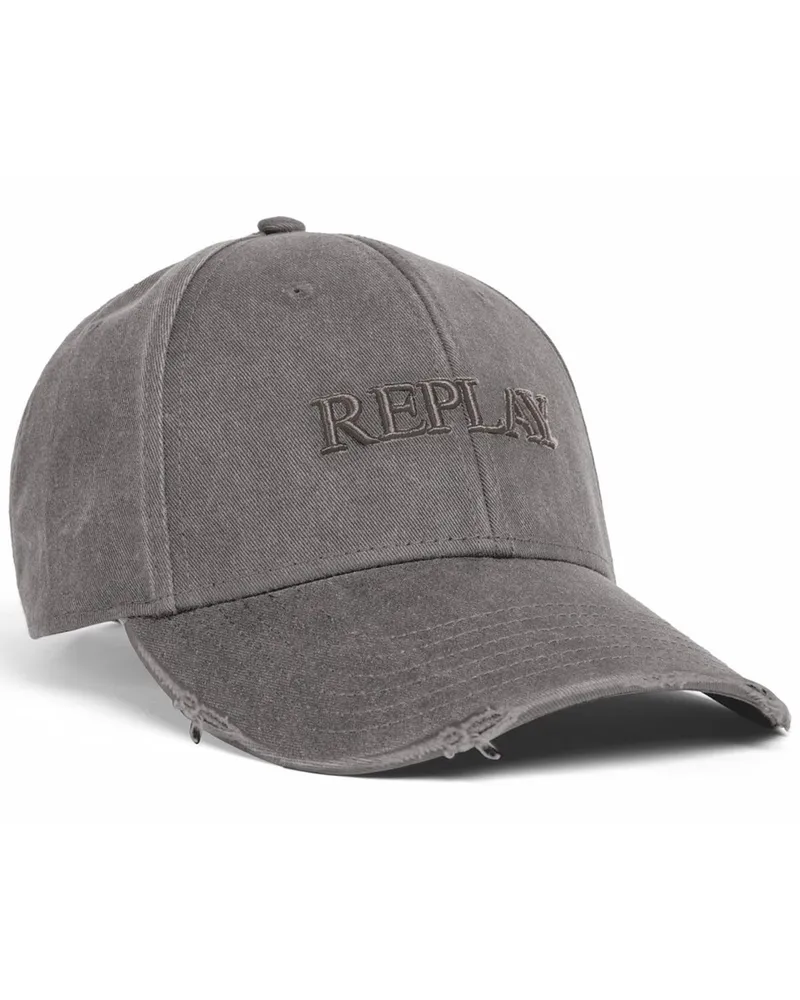 Replay Cap aus Baumwoll-Denim im Used-Look in Grau