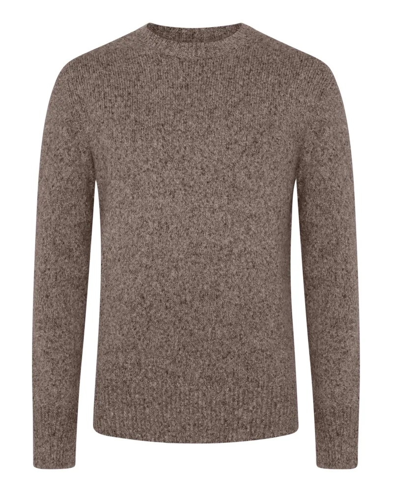Phil Petter Strick-Pullover in Melange-Optik mit Alpakawolle in Beige