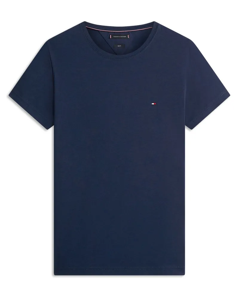 Tommy Hilfiger Stretch-T-Shirt mit kleiner Logo-Stickerei, Slim Fit in Marine