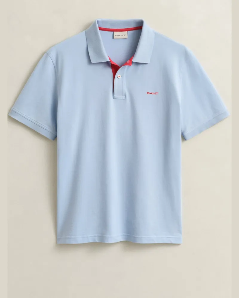 Gant Piqué-Poloshirt mit Stretchanteil und Label-Stickerei, Regular Fit in Hellblau
