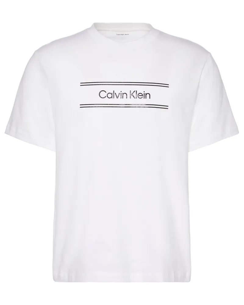 Calvin Klein T-Shirt aus Baumwolle mit Label-Print, Regular Fit in Weiß