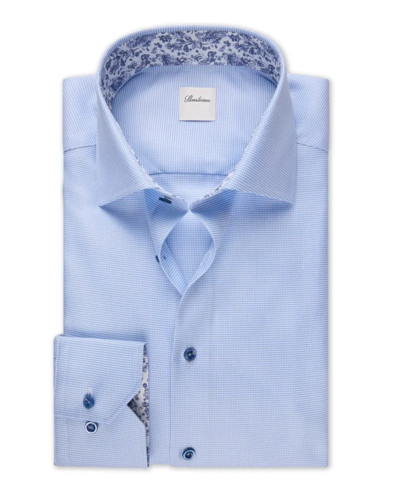 Stenströms Hemd aus Twofold Super Cotton mit Ausputz, Regular Fit in Hellblau