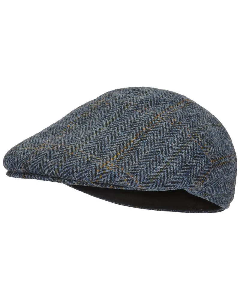 Wellington of Bilmore Harris-Tweed Schiebermütze Henry aus Schurwolle in Mittelblau