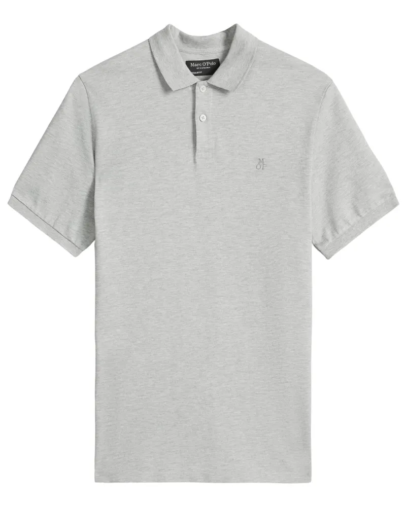 Marc O'Polo Piqué-Poloshirt mit Monogramm-Stickerei, Regular Fit in Hellgrau