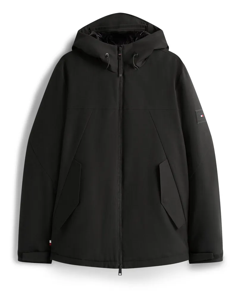 Tommy Hilfiger Übergangsjacke mit Kapuze aus recyceltem Material in Schwarz