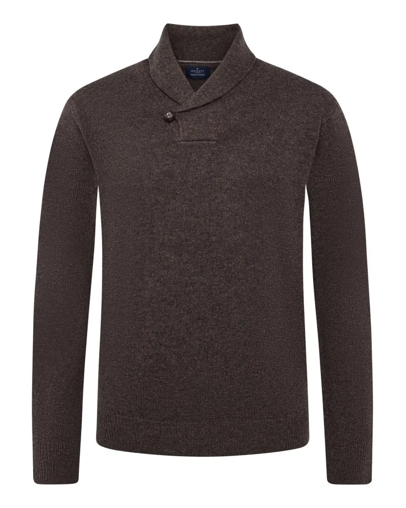 Hackett Weicher Pullover aus einem Merino-Kaschmir-Mix mit Schalkragen in Dunkelbraun