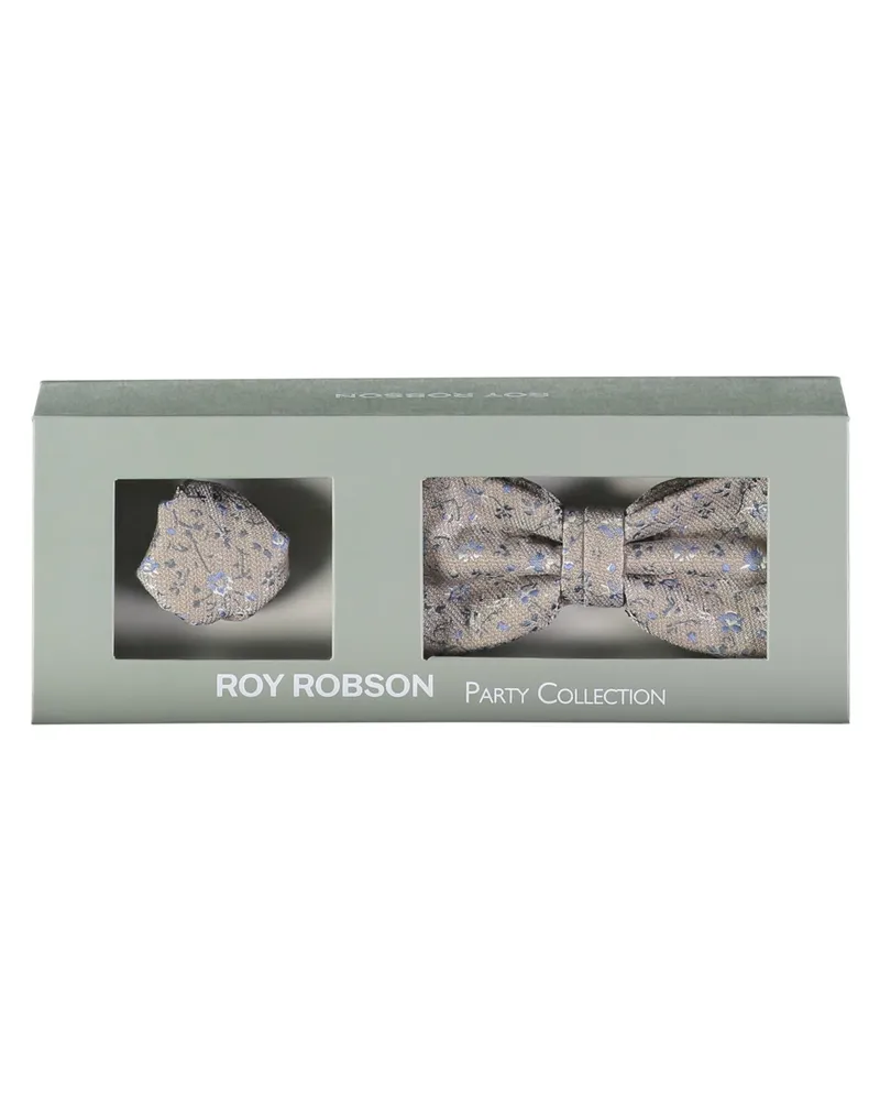 Roy Robson Set aus Fliege und Einstecktuch mit floralem Muster in Beige