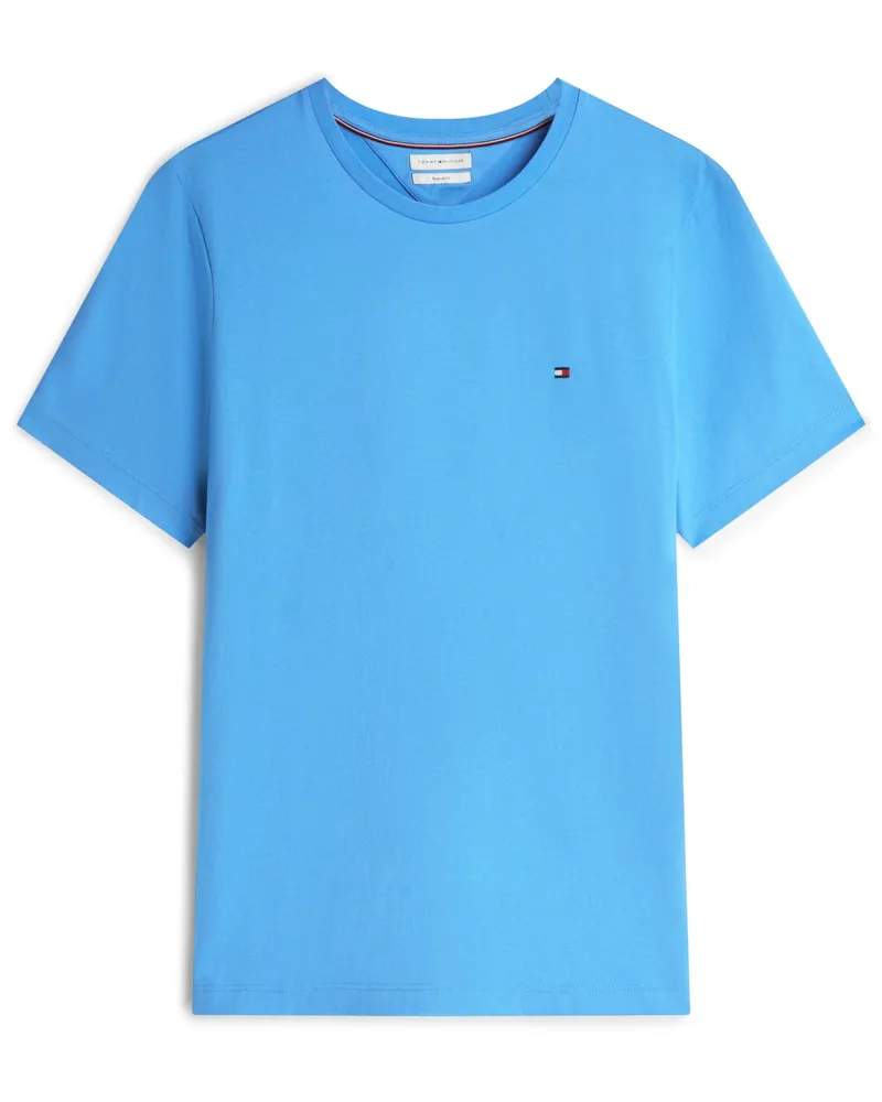 Tommy Hilfiger Softes T-Shirt mit kleiner Logo-Stickerei, Regular Fit in Blau