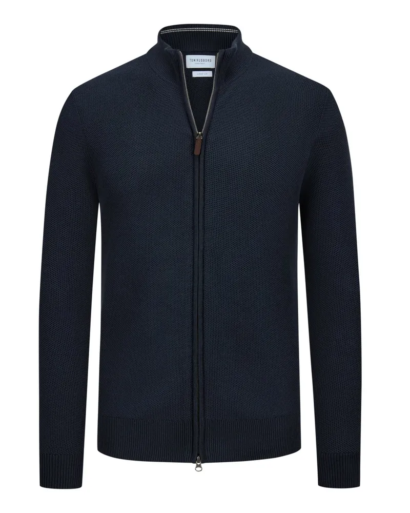 Tom Rusborg Strickjacke aus Baumwolle und Seide mit Struktur in Marine