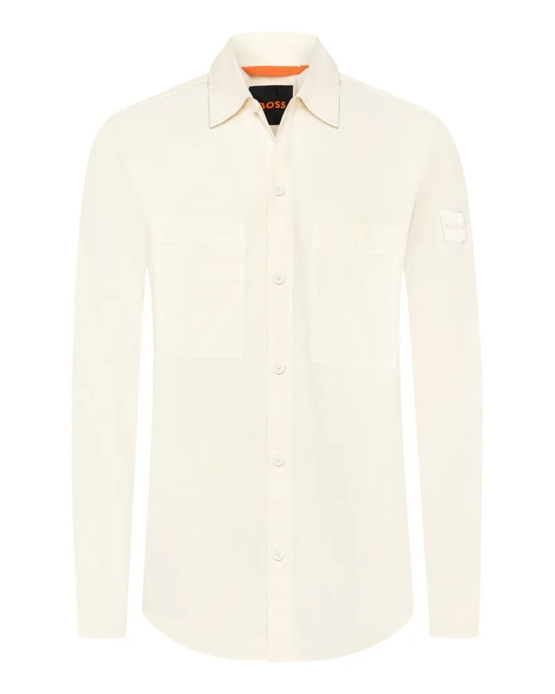 HUGO BOSS Unifarbenes Hemd mit Kentkragen und zwei Brusttascchen in Beige