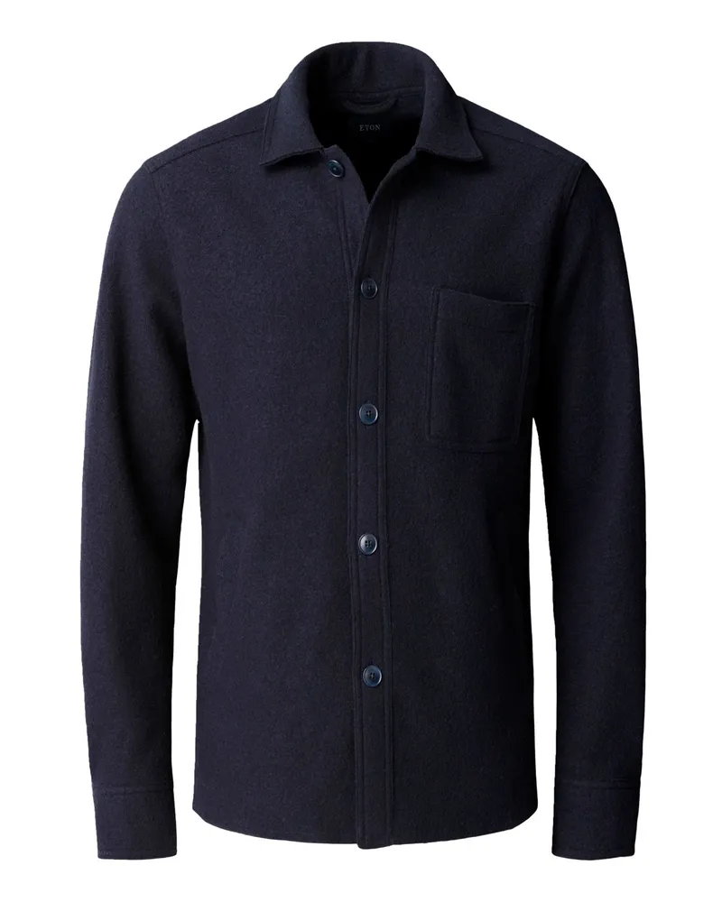 Eton Leichtes Overshirt aus Wolle mit Taschen in Marine