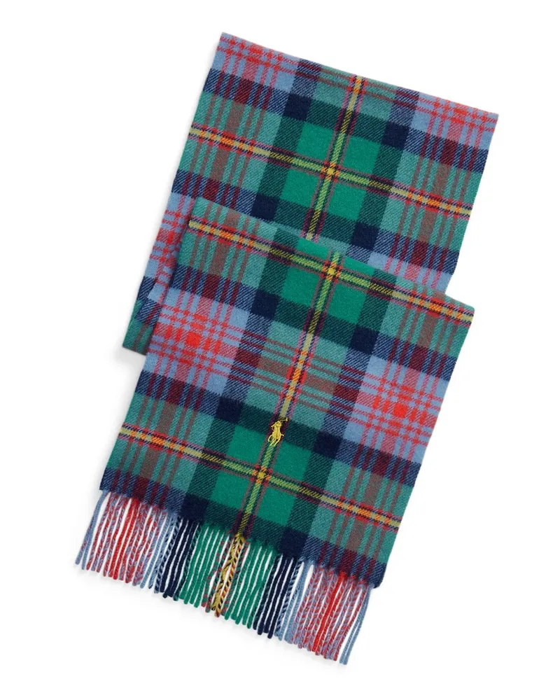 Ralph Lauren Softer Schal mit Glencheck-Muster und Fransen in Blau