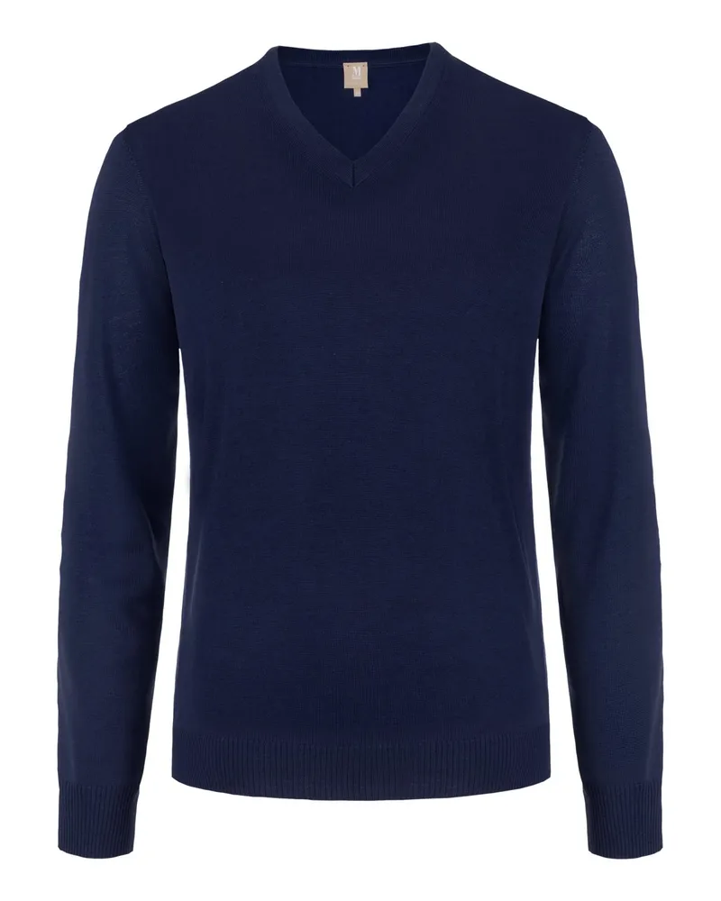 Maerz Softer Pullover aus Merinowolle mit V-Kragen in Marine