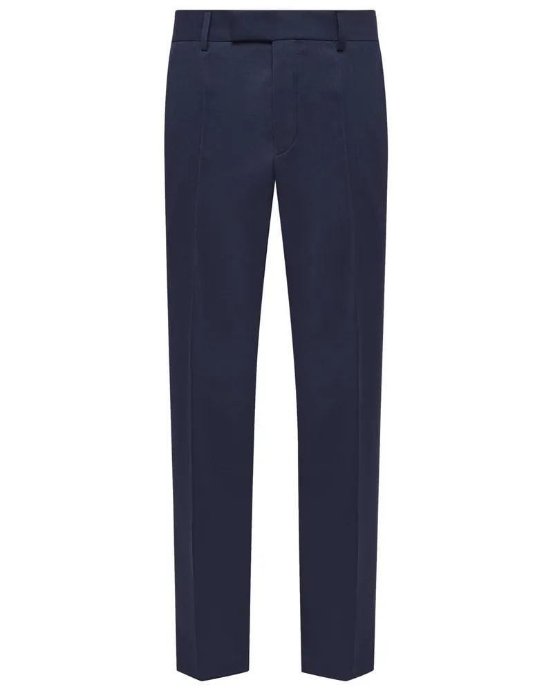 HUGO BOSS 4-Way-Stretch Anzughose aus Schurwolle mit Bundfalte in Mittelblau