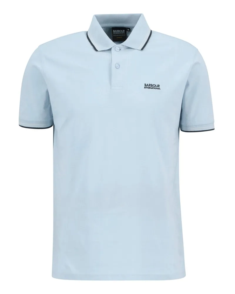 Barbour Softes Poloshirt mit Streifenakzenten und Logo-Stickerei in Hellblau