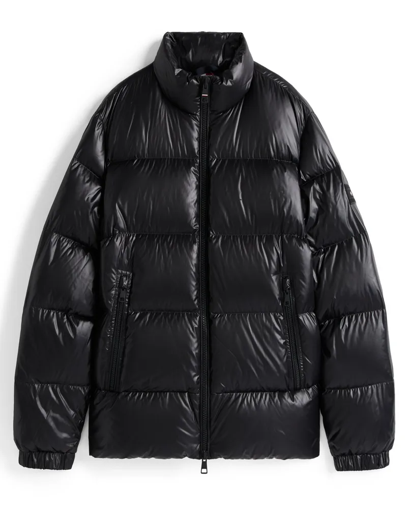 Tommy Hilfiger Leichte Pufferjacke mit Stehkragen in Glanz-Optik in Schwarz