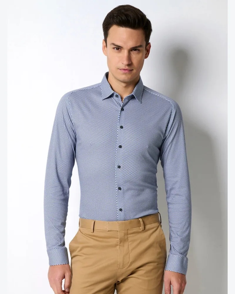 DESOTO Jerseyhemd aus Baumwolle mit Print in Blau