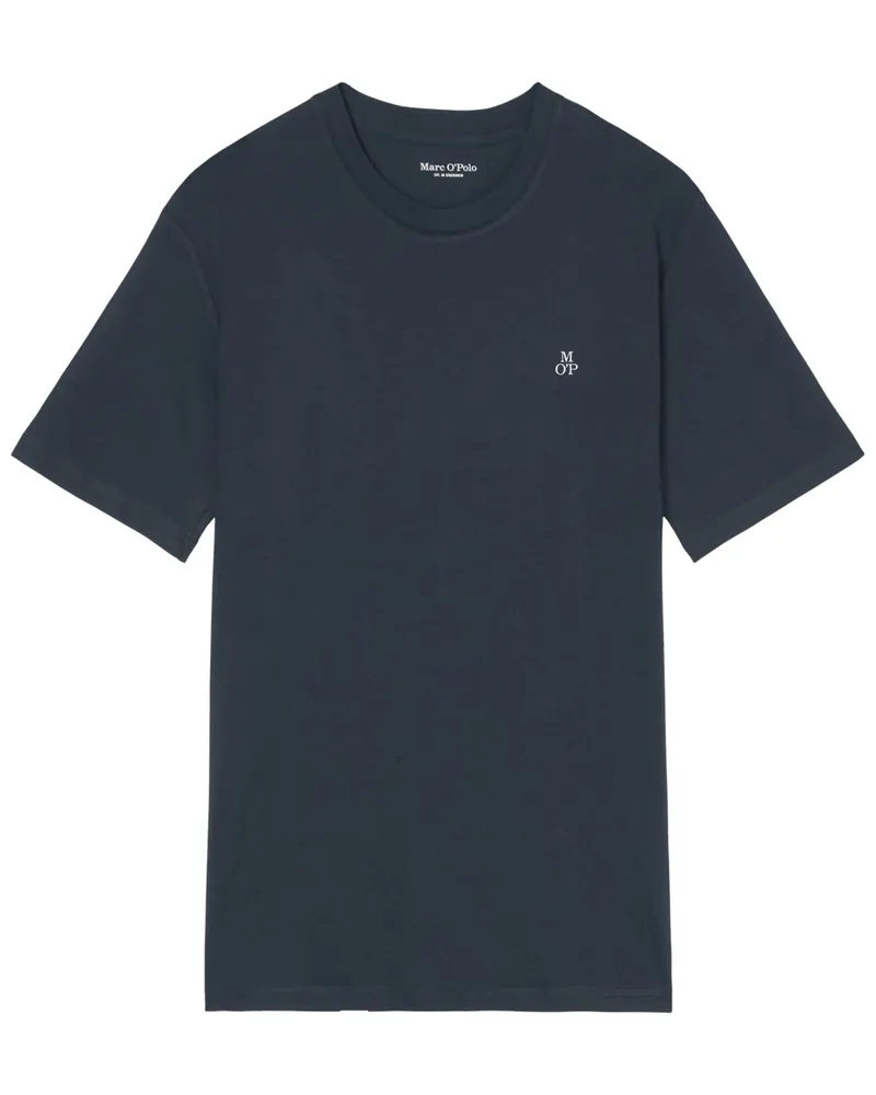 Marc O'Polo T-Shirt mit Rundhals und Label-Print, Regular Fit in Marine