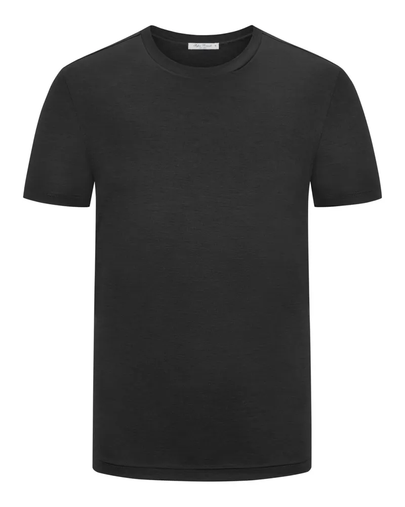 Stefan Brandt Softes Glattstrick-T-Shirt aus Merinowolle in Schwarz
