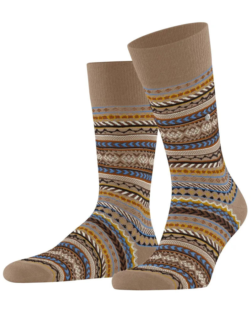 Burlington Socken aus einem Schurwoll-Mix mit Fair Isle Muster in Beige