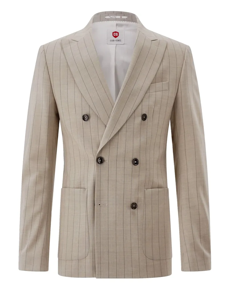 CG Zweireihiges Sakko Phinix aus Schurwolle mit Nadelstreifen, Slim in Beige
