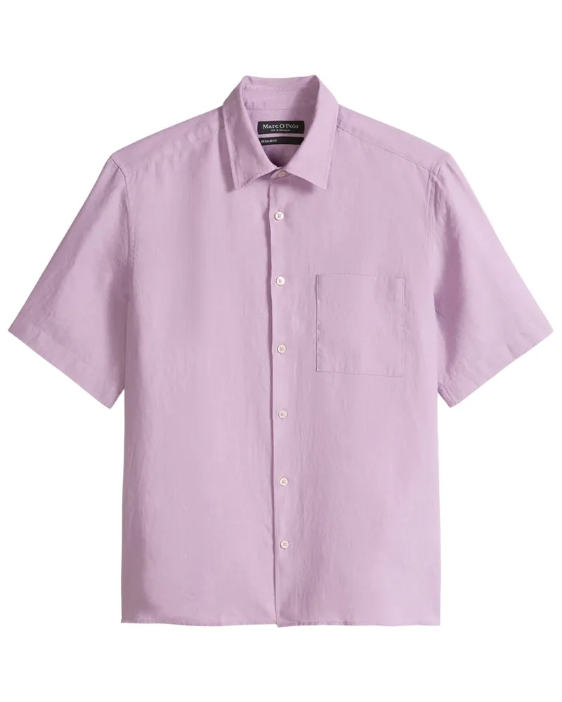 Marc O'Polo Kurzarmhemd aus Leinen mit Brusttasche, Regular FIt in Rosenrot