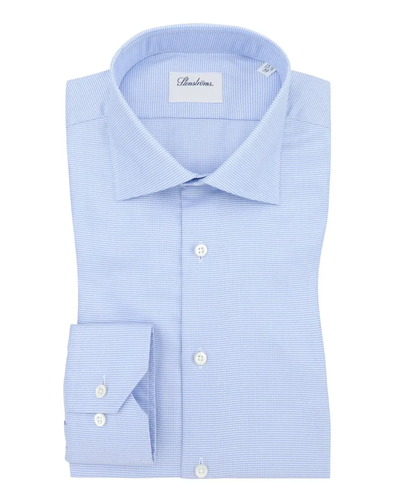 Stenströms Hemd mit Kleinmuster und extralangem Arm, Regular Fit in Hellblau