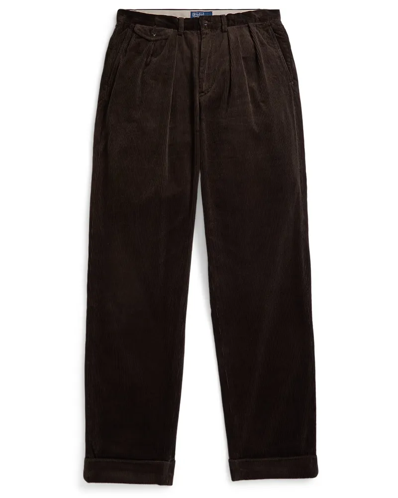 Ralph Lauren Cordhose Whitman mit Umschlag und Bundfalte, Relaxed Fit in Braun
