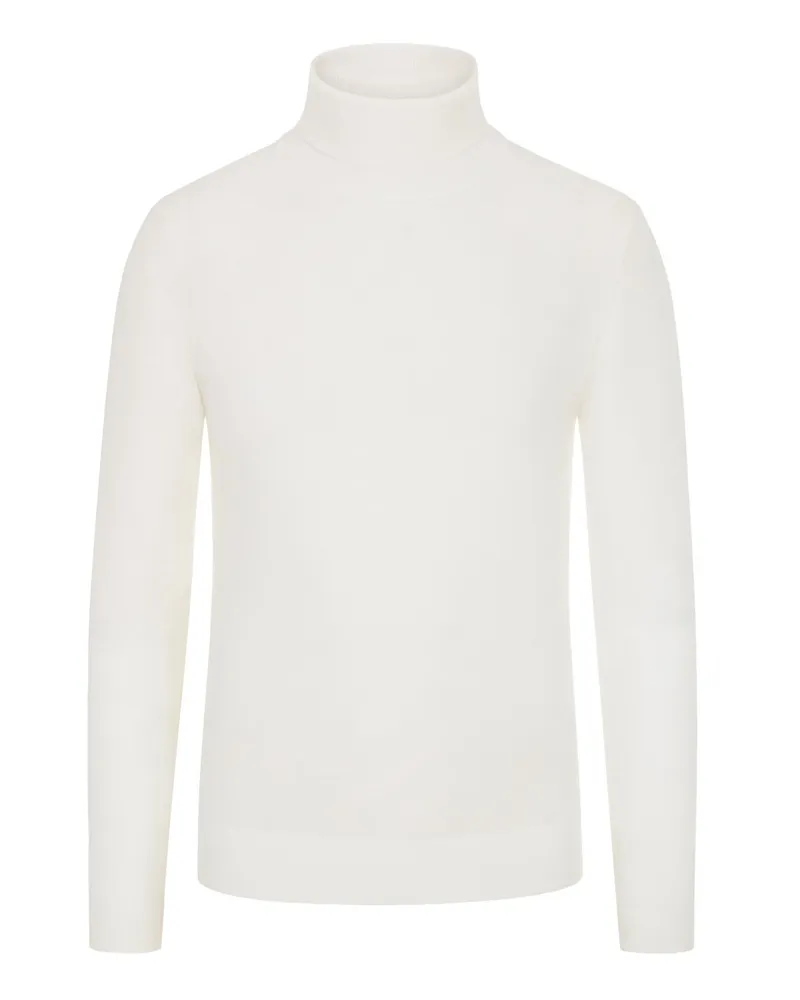 Tom Rusborg Glatter Rollkragenpullover aus Merinowolle in Offwhite