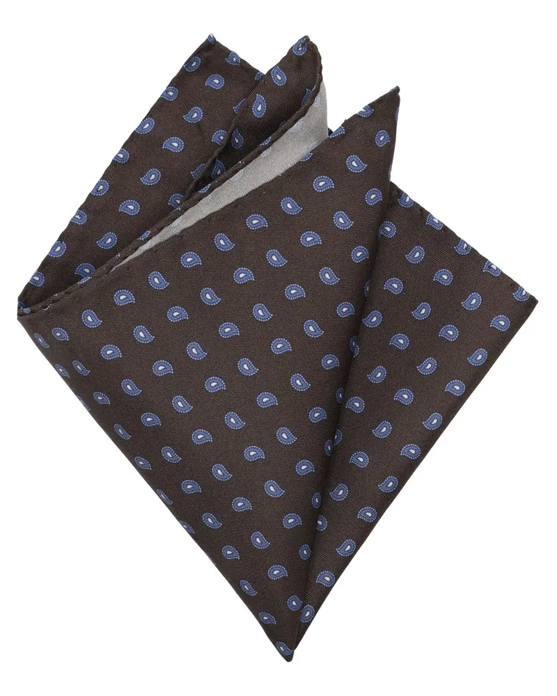 Gierre Milano Seiden-Einstecktuch mit Paisley-Muster in Braun