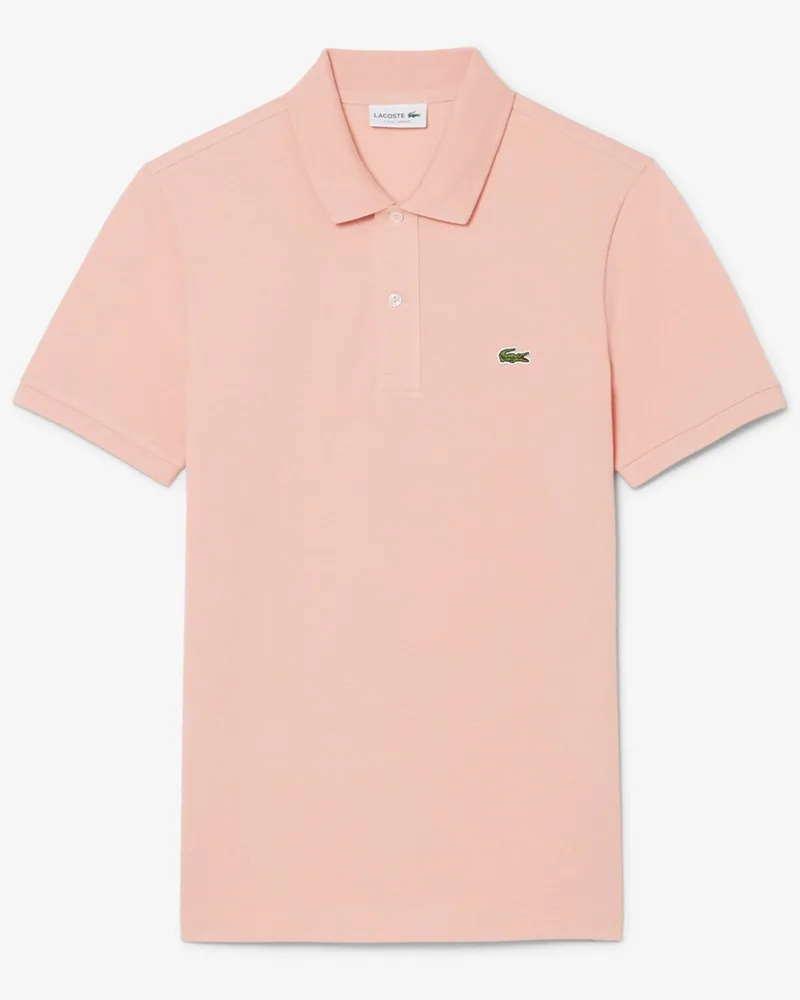 Lacoste Piqué-Poloshirt mit kleiner Krokodil-Stickerei, Slim Fit in Orange